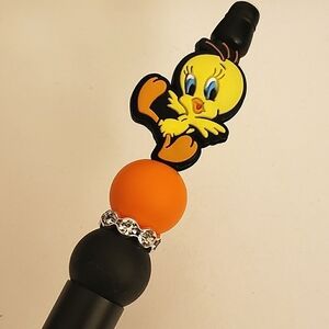 Handmade Tweety Bird Beaded Silicone Focal Bead Pen